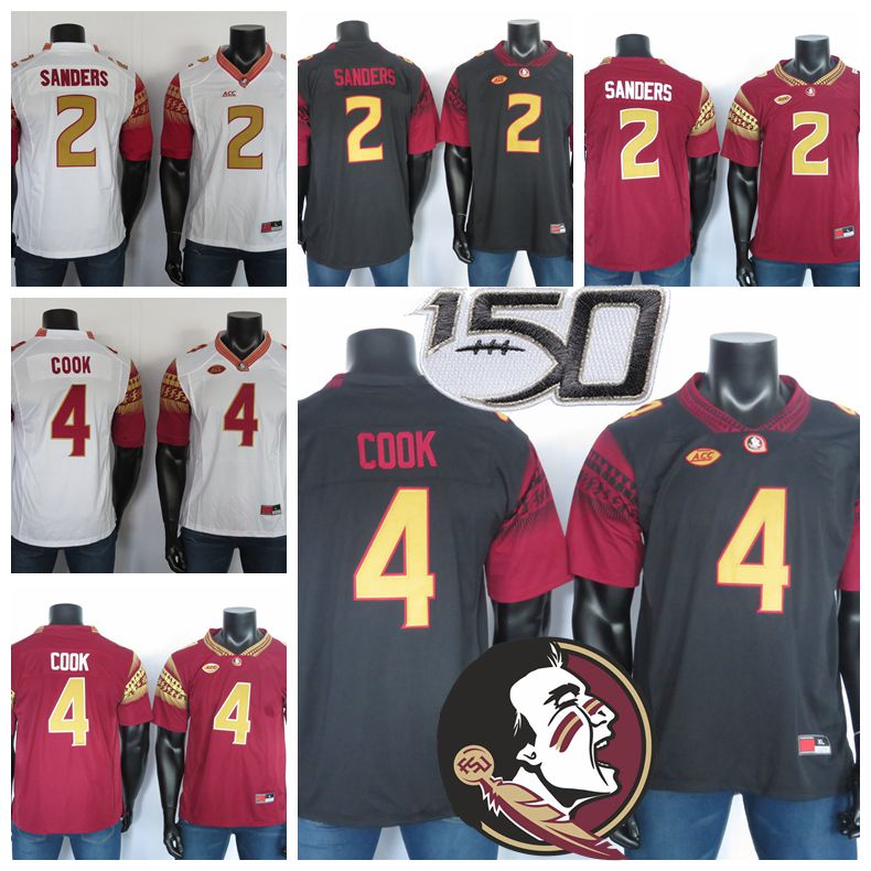 

2019 NCAA Florida State Seminoles Jerseys 2 Deion Sanders Jersey 4 Dalvin Cook FSU College Football Jersey Black Red White Stitched 150TH