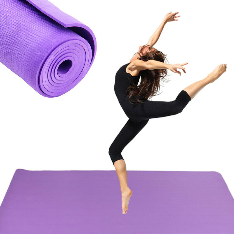 

6mm Beginner Thick Non Slip Exercise Yoga Mats Gym Fitness Pilates Physio Foam Camping Yoga Mat, Purple