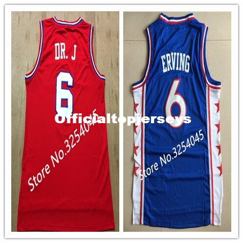 

2019 New #6 Julius Erving Dr J Top Basketball Jersey Embroidery Stitched US Size S-XXL vest Jerseys Ncaa, Black;blue