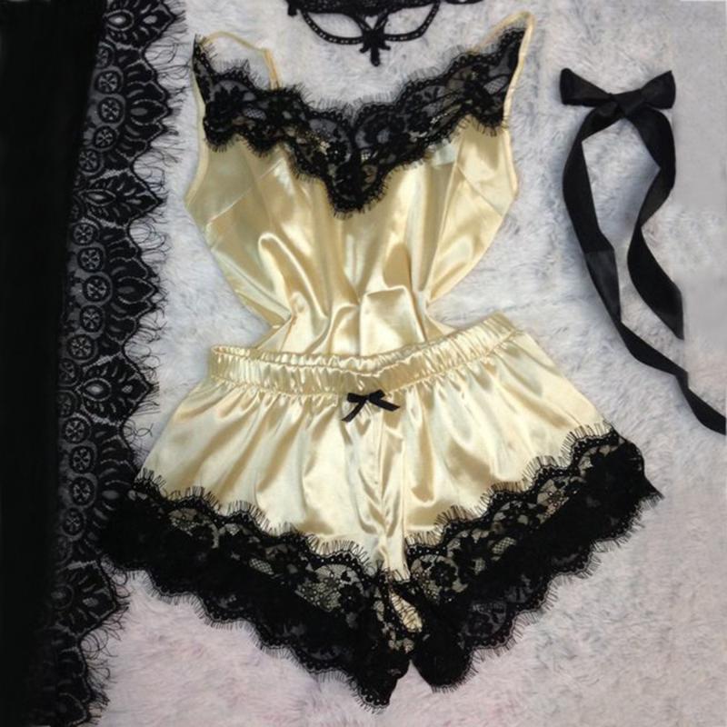 

Fashion Sexy Lace Sleeveless Sleepwear Lingerie Temptation Babydoll Underwear Nightdress Sexy Lace Solid Color Underwear 3.6, Ye