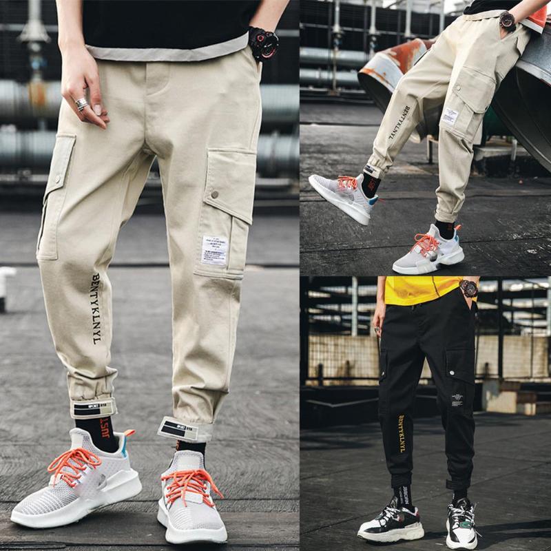 

Yfashion Man Overall Sports Trousers with Pockets Male Leisure Sweatpants Cargo Pants, Black