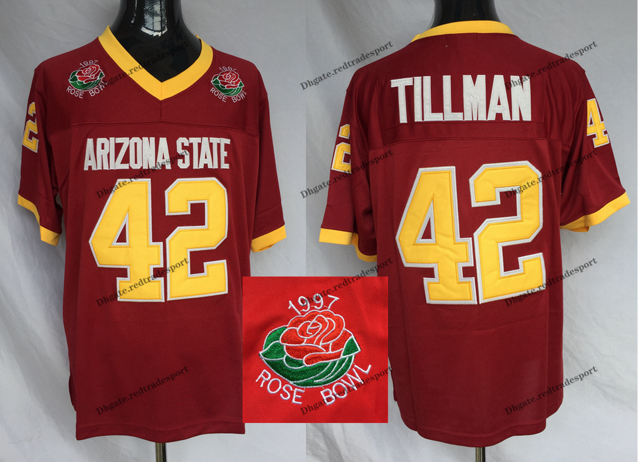 

Mens Arizona State Sun Devis ASU Pat Tillman 42 Vintage Home Maroon 1997 Rose Bowl College Football Jerseys, Red