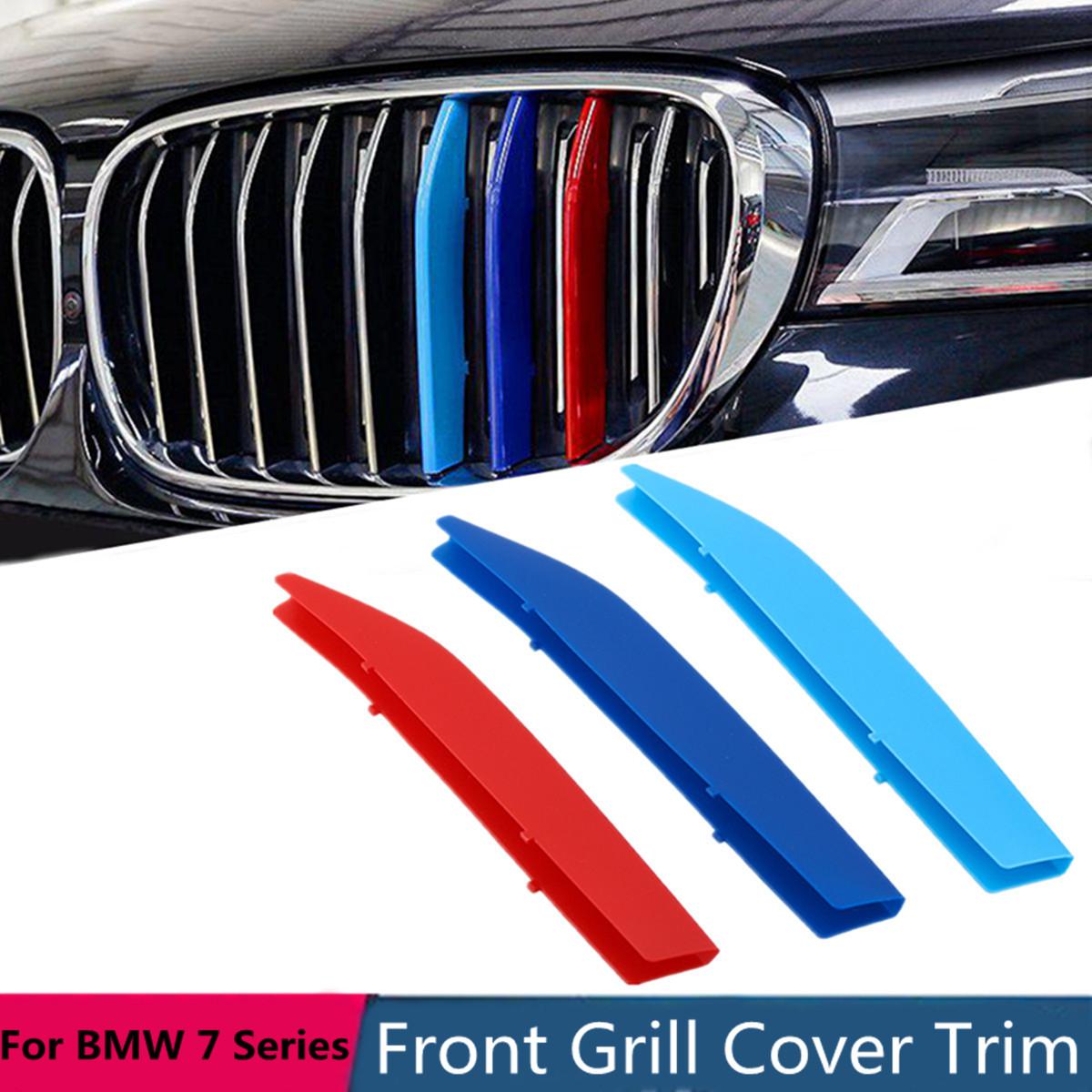 For B M W 5 Series F10 F11 520i 528i 530i 535i 550i 2011-2013 12 Grille Inserts Kidney Grilles Hood Radiator Grill Stripes 3D M Performance Stickers Grill Cover Decoration 3Pcs