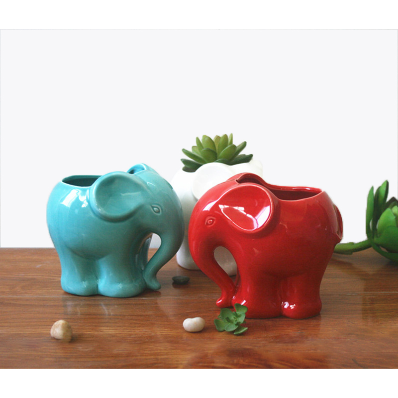 Compre Minimalista Elefante Branco Plantador De Ceramica Para