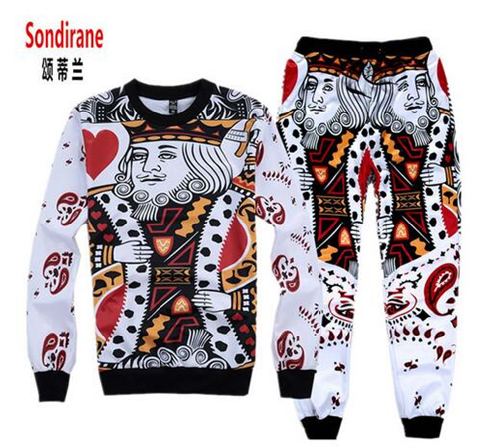 

Sondirane Newest 3D Print King/K Poker Face Sweatshirt&Sweatpants Men Boy Jogger Pants Casual Tops Trousers Funny Clothing, As shown
