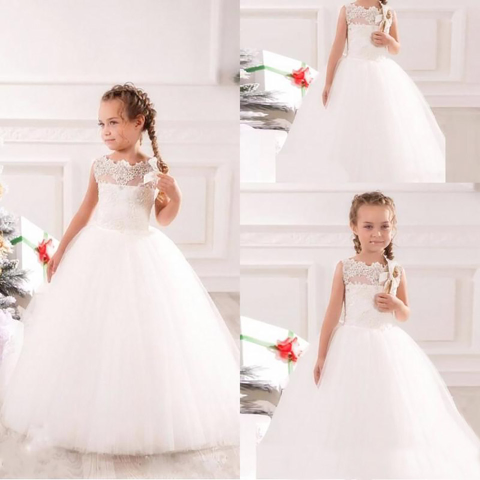 Enfants Tenue de soirée Belle Vintage Jolie Tulle Princesse Lovery Robes De Fille De Fleur Enfant Pageant Robes Fille Communion Robes De Fête