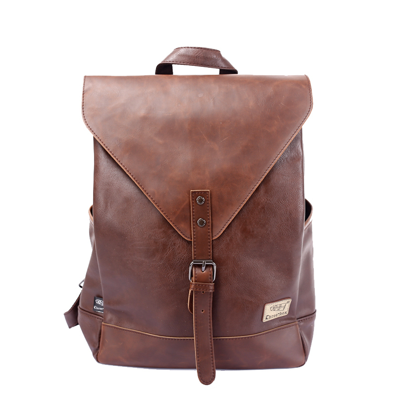 

Designer- Three-Box Men Backpack For Teenagers Male Youth PU Leather Bag School Satchel Laptop Women Backpacks Casual Rucksack, Dark brown