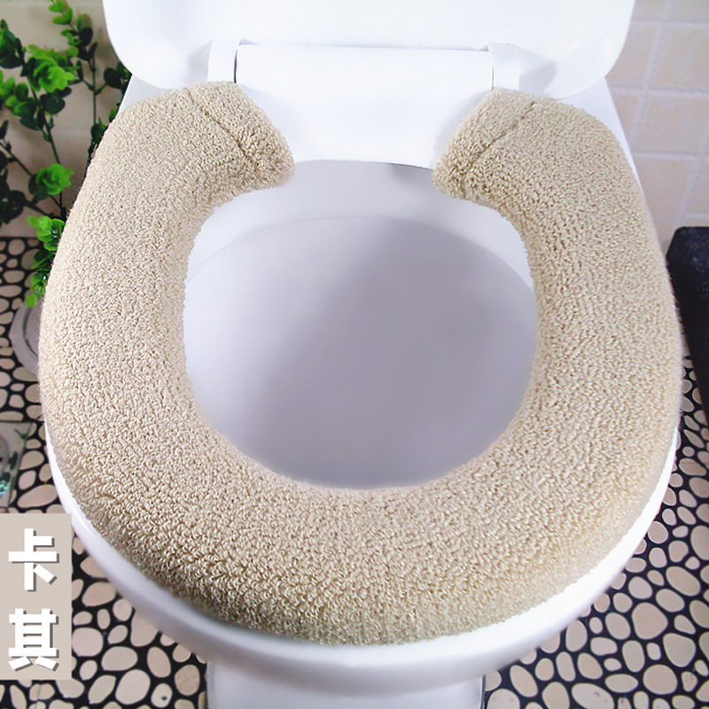 

Button Type Universal Warm Toilet Mat Plush Toilet Seat Cover Circle zuo bian qi dian Universal Seat Cover, Pink