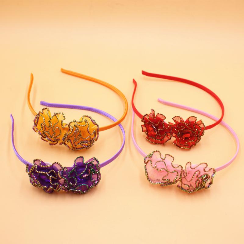 

High Quality Shining Headbands Lace Flowers Head Hoop For Children Baby Girls Headbands Hair Accessories, Pink