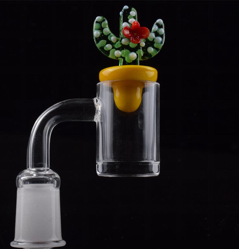 

Top Quality 5mm Clear Bottom XL XXL Quartz Banger Nail With Colored Cactus Duck Carb Cap For dab rigs Glass Bongs