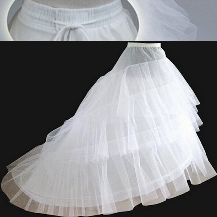 

New Petticoats with Train Good White Bridal Gown Crinoline Formal Dress Underskirt 3-Layers Wedding Accessories