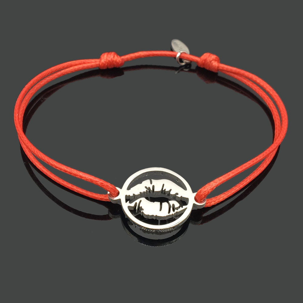 

Sexy Lips Stainless Steel Can Adjust Rope Bracelet Stainless Steel Pendeloque Cut Bracelet