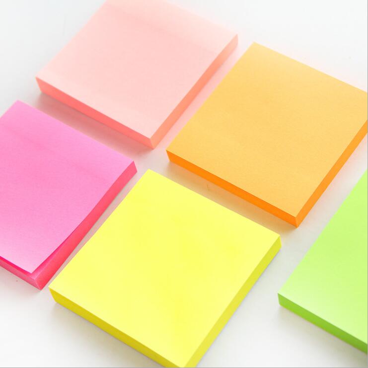 

100 sheets/Pack Fluorescent Removable N-times Sticky Memo Note Message Notepad Dairy Planner Student School Office Stationery