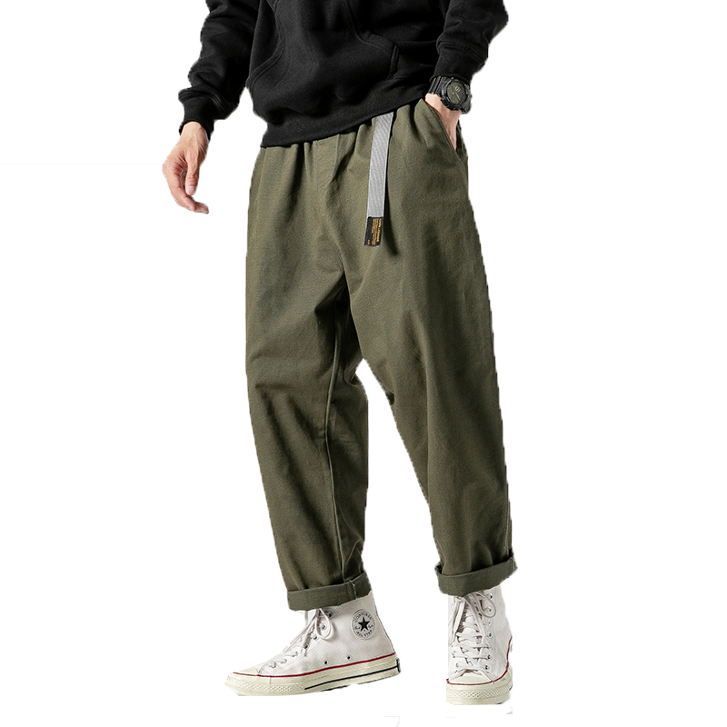 

2019 Mens Streetwear Black Straight Pants Men Elastic Waist Cargo Pants Ribbons Casual Loose Jogger Men Hip Hop Trousers