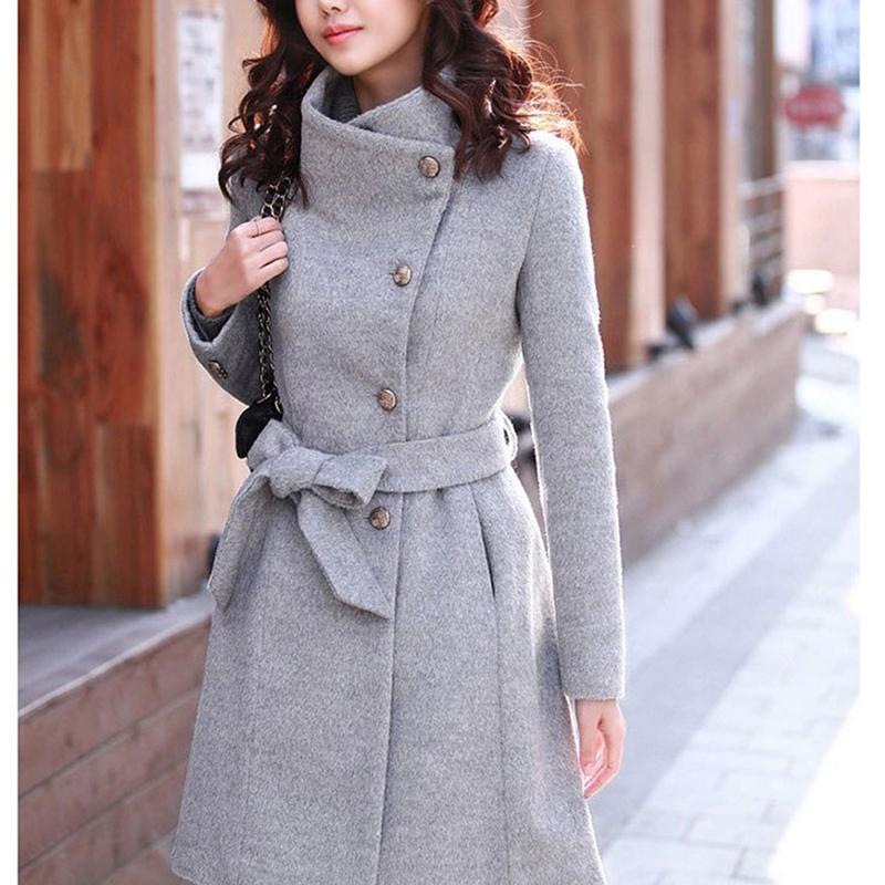 

Yiwa Women Woolen Overcoat Long Sleeve Coat Fashionable Autumn Winter Jacket Slim Fit Short Casual Women Coat Outerwear 2019, Black