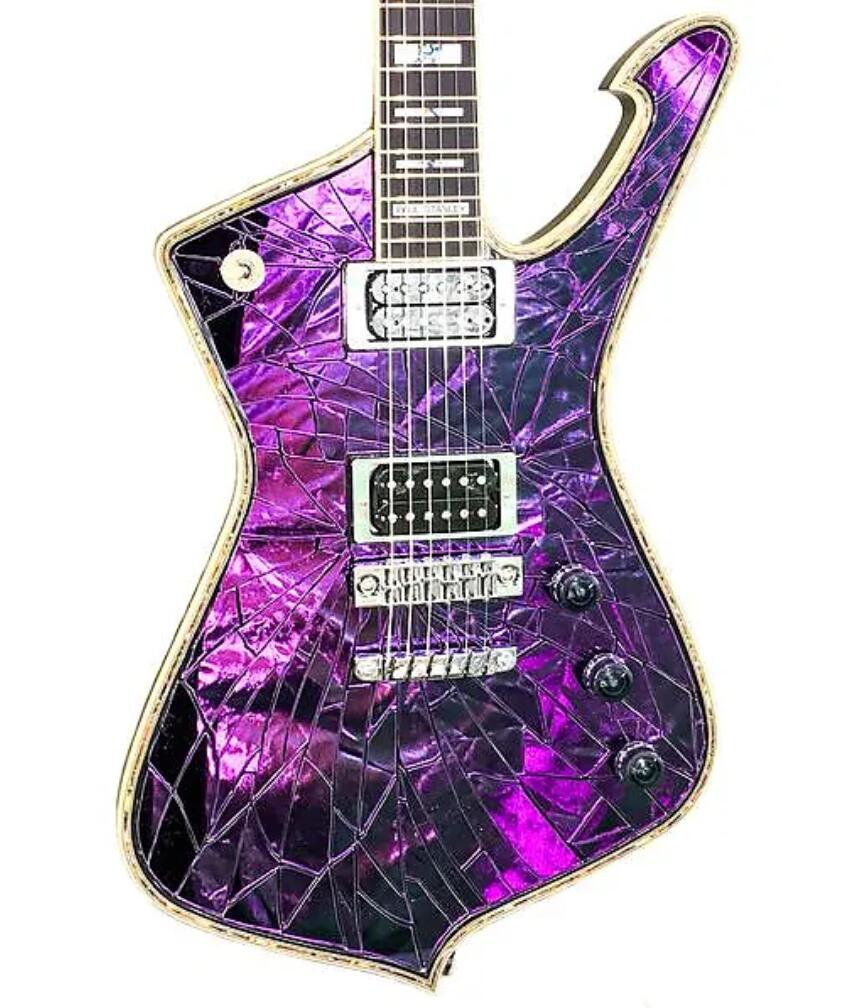

Limited PS2CM Purple Gold Sliver Cracked Mirror ICEMAN Paul Stanley Electric Guitar Abalone & Cream Body binding, Abalone & Pearl Inlay