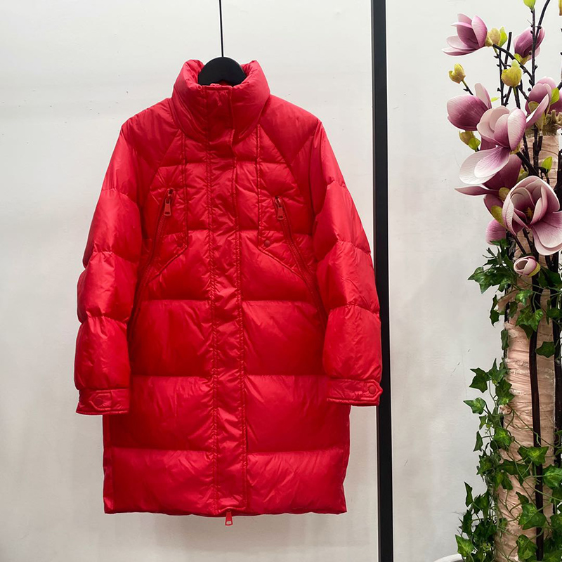 

New 2020 Women Warm Down Coat White Duck Down Jacket Female Zipper Long Loose Parkas Thick Snow Outwear, Red