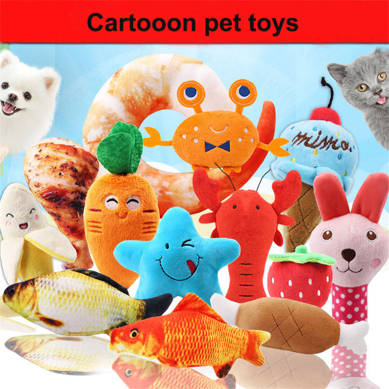 

Cartoon Pet Plush Toy Animal Fruit Bone Dog Toys sound Pet Dog Cat Plush Toys Pet Product will and sandy Drop Ship