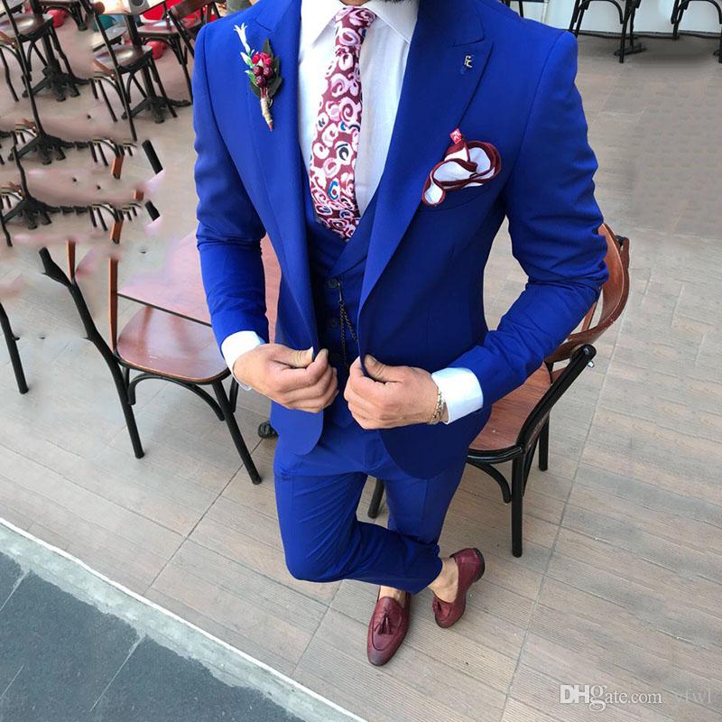 

Royal Blue tuxedos groom wedding men suits mens wedding suits tuxedo costumes de smoking pour hommes men(Jacket+Pants+Tie+Vest) 103, Same as image