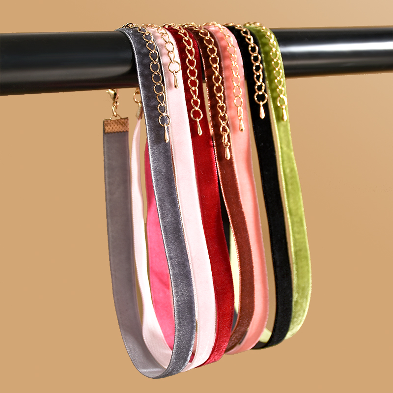 

Punk New Fashion 7 Pcs/pack Colorful Velvet strip Choker Necklace Retro Gothic Collar Necklace For Women Girls