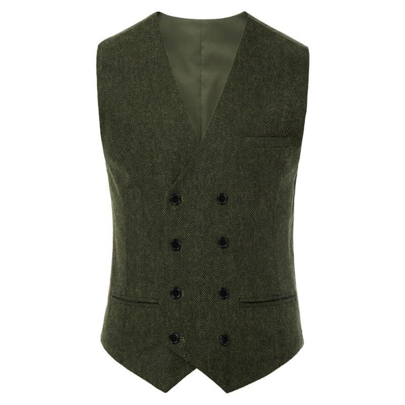 

Clothes Men' Double-Breasted Vest Coat Vintage Waistcoat V-Neck Handkerchief Hem Stylish Fashion Pure Color Party Evening New