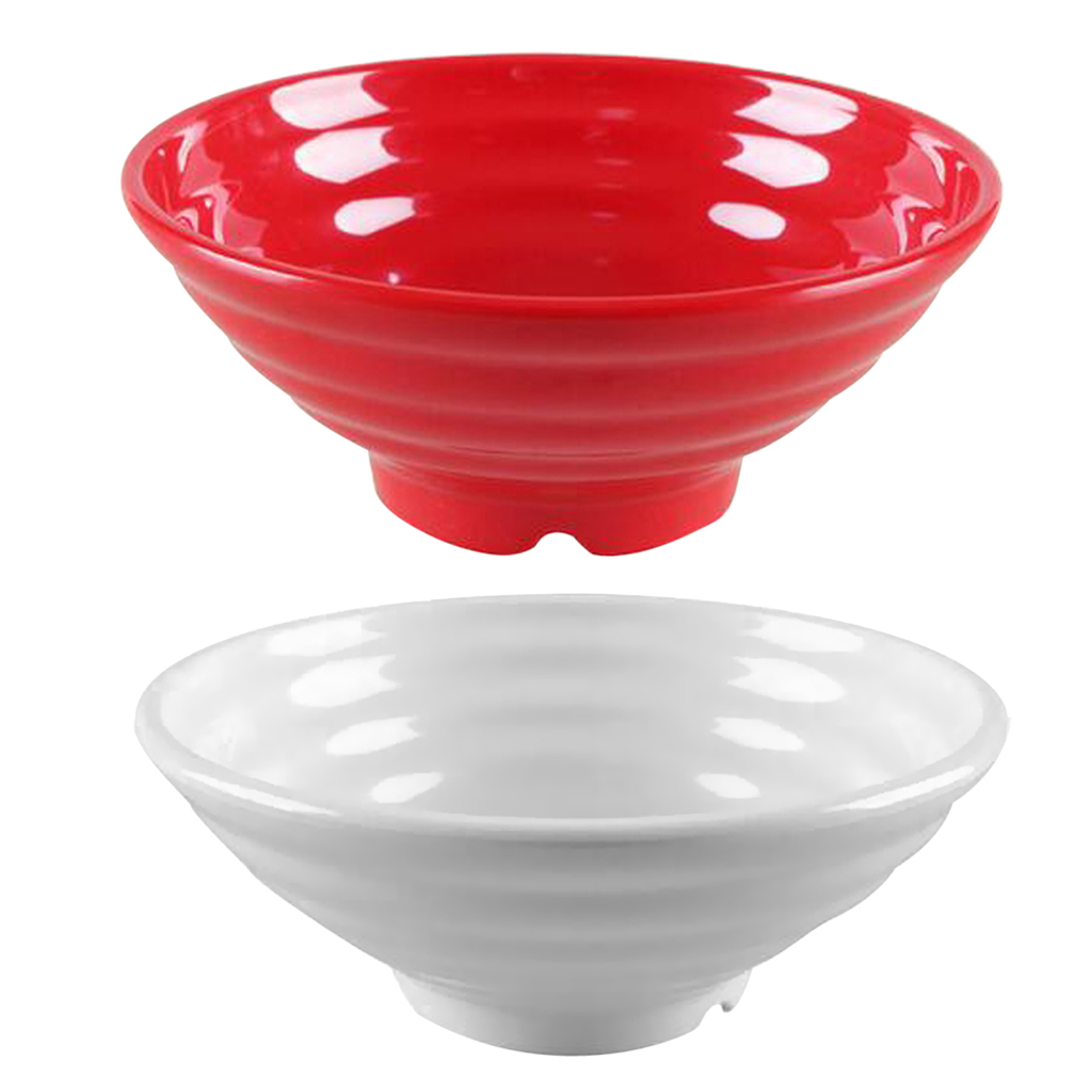 

2x large thick melamine asian japanese ramen noodles soup bowl plastic 2 colors