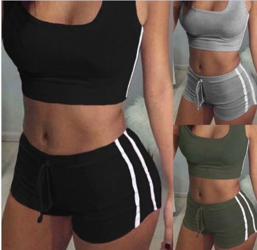 

HOT Women Shorts Outfit T Shirt+ Shorts Tracksuit Set two pieces Sportswear Designer Summer Casual outfit jogger suits, Black01