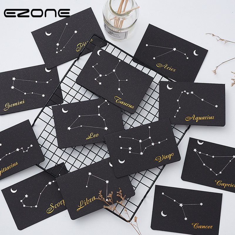 

EZONE Constellation Greeting Card+Envelope Sets Business Birthday Wedding Greeting Gift Message Black paper Creative Stationery