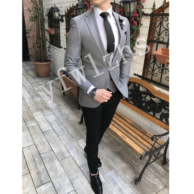 

Handsome Groomsmen Notch Lapel Groom Tuxedos Mens Wedding Dress Man Jacket Blazer Prom Dinner 3 Piece Suit(Jacket+Pants+Tie+Vest) B456, Same as image