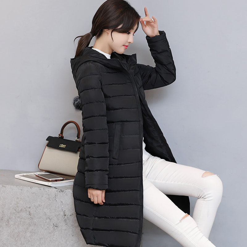 

Winter Women Jacket Coat Thicken Warmer Hooded Down Cotton Jacket High-end Medium Long Ms. Clothing Outerwear, Black