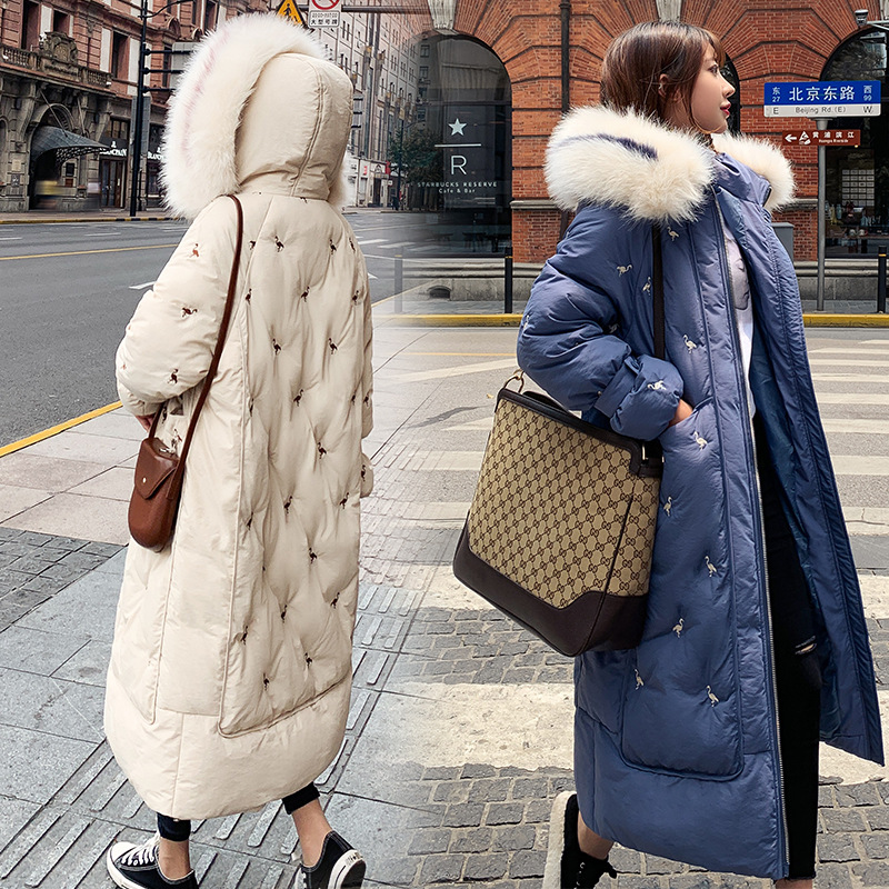 

Loose cotton jacket women' long over-the-knee winter clothing off-season down jacket winter cotton 2020 new style, Beige