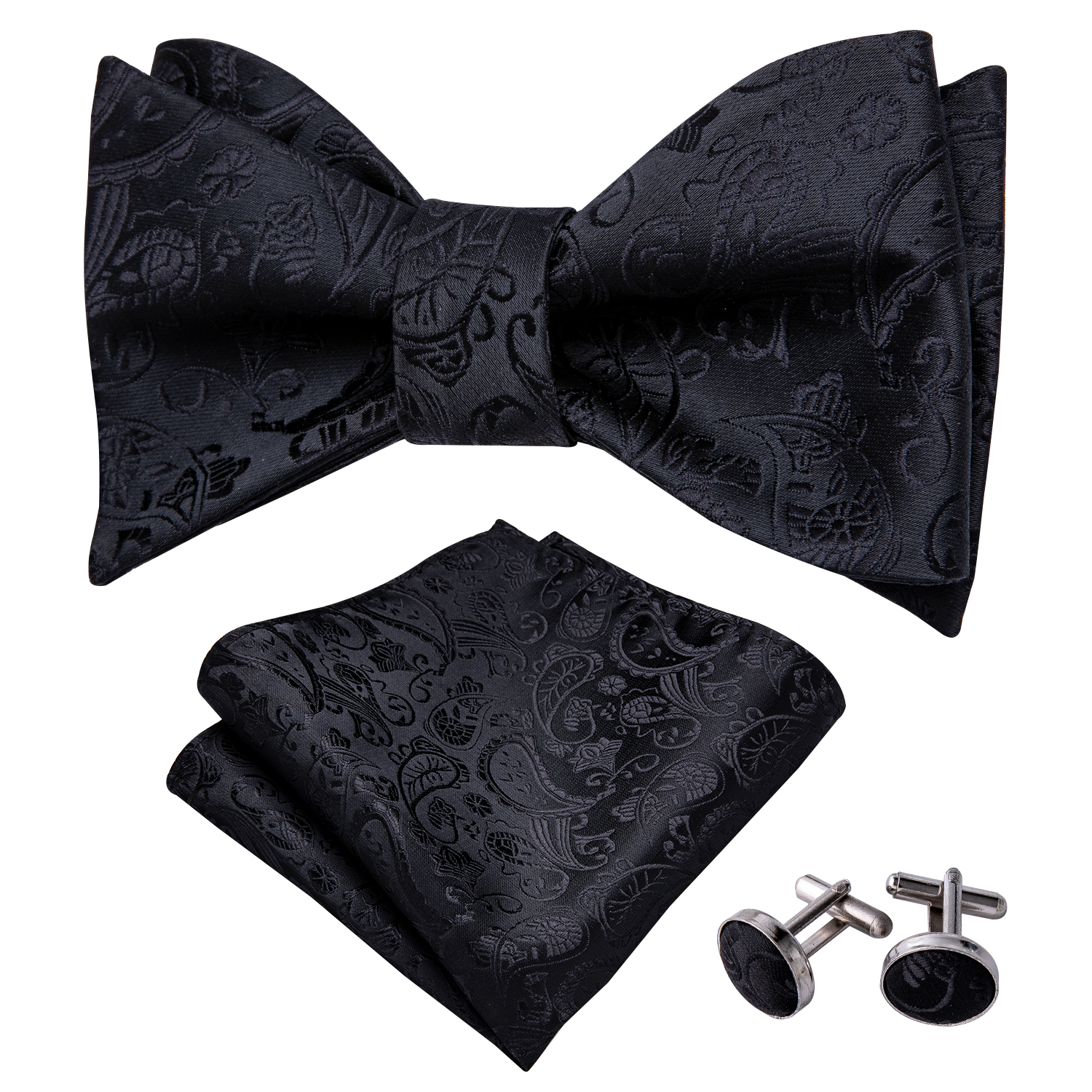 

Fast Shipping Bow Tie Set Luxury Floral Solid Black Woven Silk Men Self Tie Bow Tie for Wedding Drop  Shipping LH-1031
