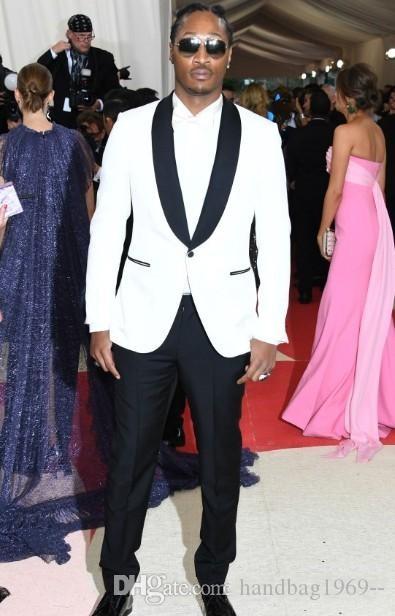 

New Arrivals One Button White Groom Tuxedos Shawl Lapel Groomsmen Best Man Blazer Mens Wedding Suits (Jacket+Pants+Tie) D:366, Same as image