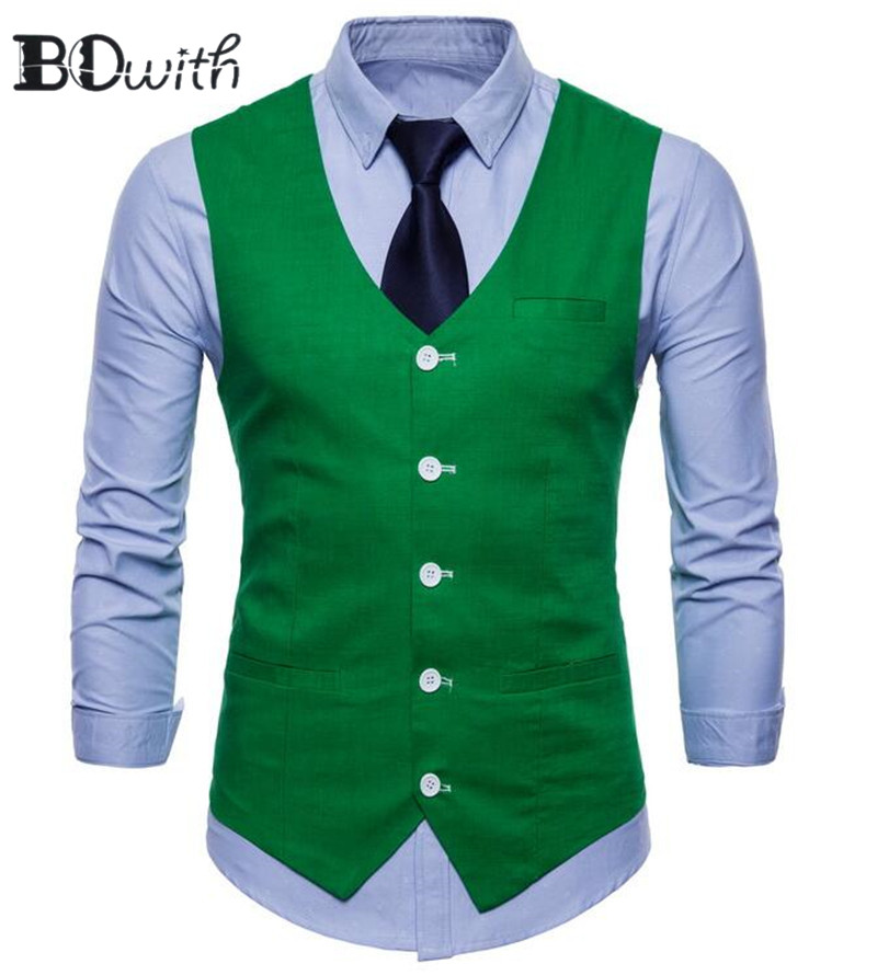 

New Arrival Cyan Men's Sleeveless Slim Fit Suit Vest Single Breasted Five Buttons Business Dating Wedding Dress Waistcoat, 001