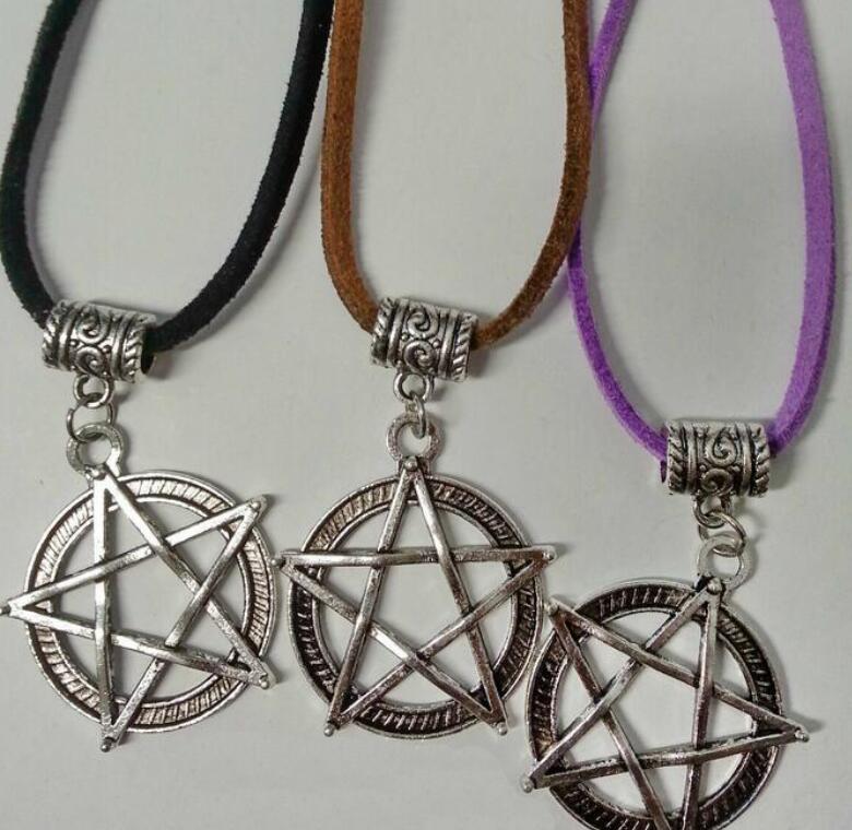 

supernatural pentacle necklace devils trap pentagram pendant vintage silver goth wicca witch mixed velvet necklace movie jewelry party gift