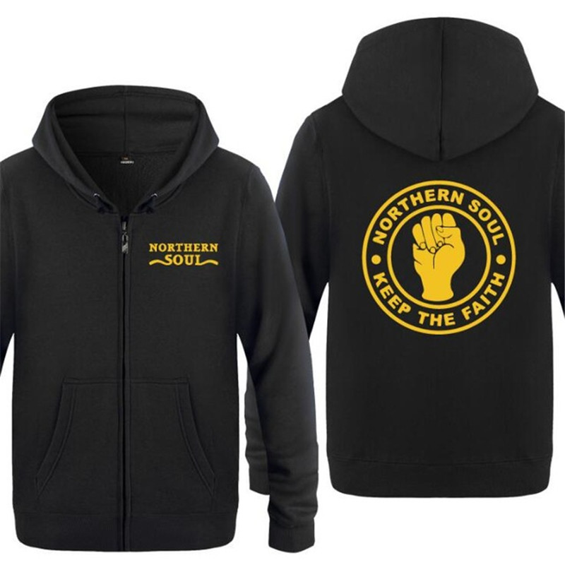 Zipper Hoodies Men NORTHERN SOUL KEEP THE FAITH Printed Mens Hoodie Fleece Long Sleeve Men's Jacket Sweatshirt Oversized Coat