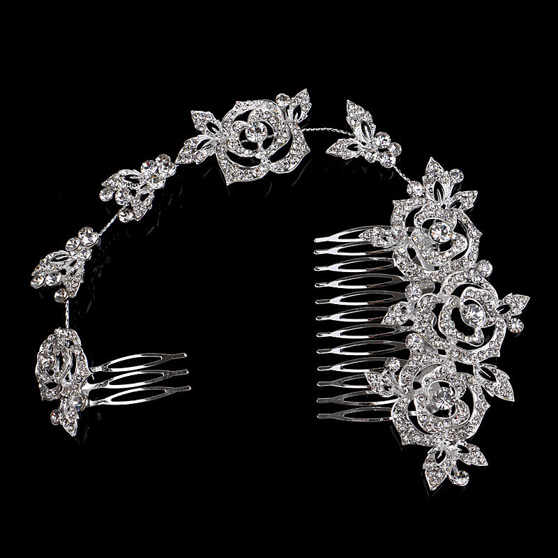 New Arrival Fairy Floral Bridal Hair Comb Crsytal Rhinestone Wedding Party Hair Accessories Formal Alloy Event Headpiece-image-516014122