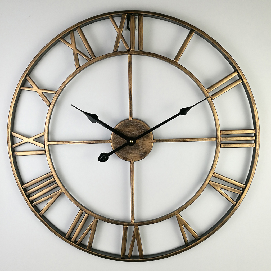 

16x2inch wall clock retro 3d art diy kitchen living dining mechanism clock, classic rome style