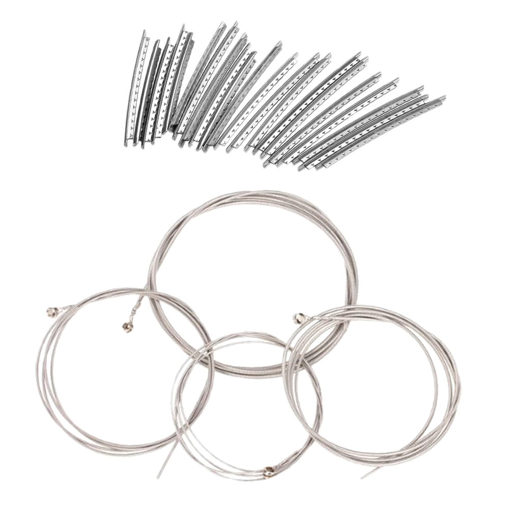 

4 String Bass Guitar Strings with 21PCS Bass Guitar Fret Wire Fretwire Set