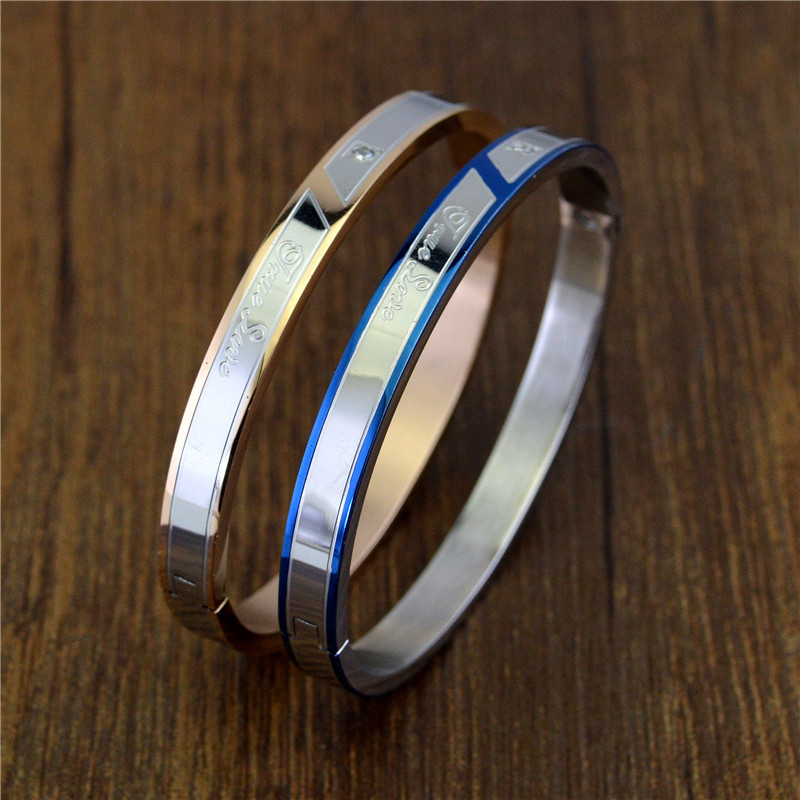 

Bangle Romantic True Love Letter Bracelets For Women Elegant Charm Stainless Steel Couple Bracelet With Cubic Zirconia Birthday Gift