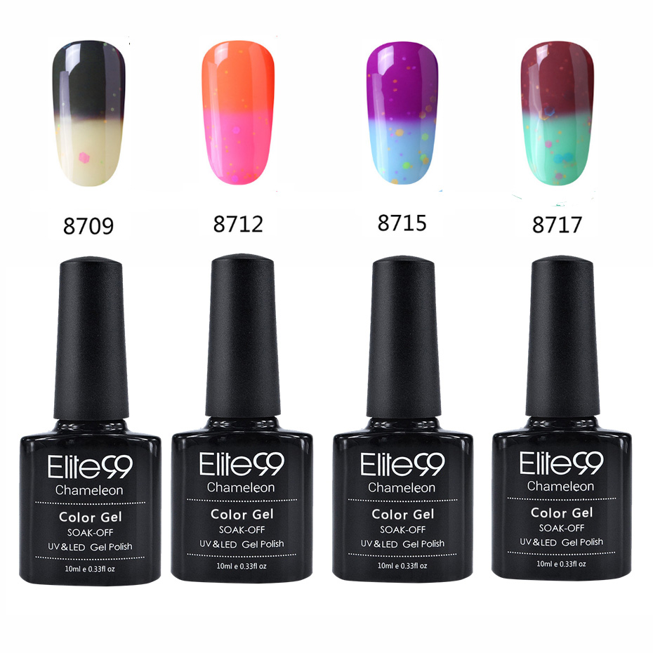 

Elite99 10ML4Pieces/Lot Cheese Chameleon Temperature Change Color UV Gel Polish Set Soak Off UV Led Lamp Permanent Nail Polish, Set2