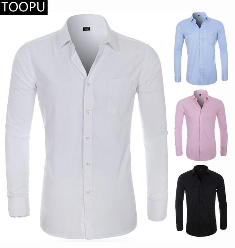 

2020 NEW Mens Silk Shirt Long Sleeve Solid Dress Shirt with Left Chest Pocket Male Casual Regular-fit Tops Down Shirts, 8868-13