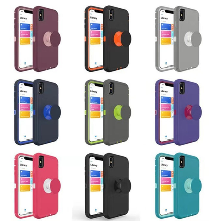 

New Heavy Duty 3-in-1 Anti-drop Defender Case with Pop Kickstand for iPhone XR X/XS MAX 7 8 Plus 6s+ Case Free Shipping, Leave message for color