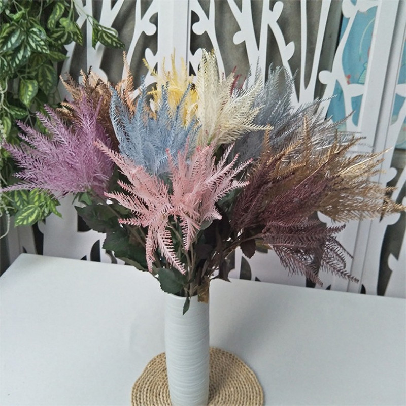 

10Pcs Fake Flame Grass (3 stems/piece) 30.31" Length Simulation Plastic Flowers for Wedding Home Decorative Artificial Flower, Blue