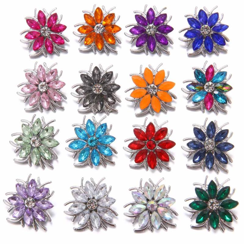 

5pcs/lot New Snap Jewelry Crystal Flower Heart Snap Button for Women Fit 18mm 20mm Buttons Jewelry Snaps Necklace