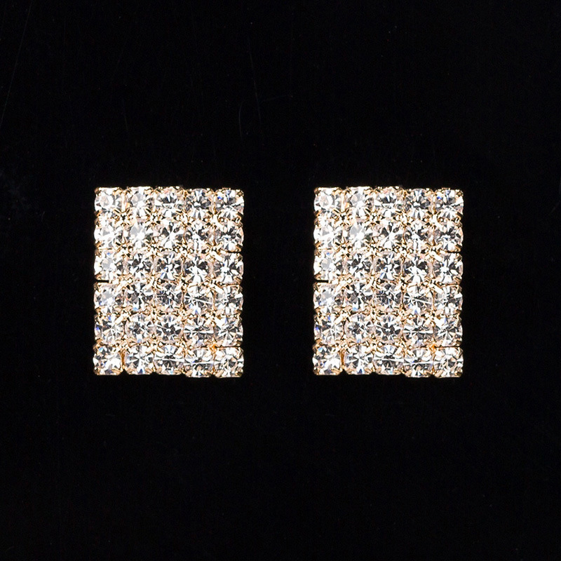 

Personality Square Crystal Diamond Ear Nail Earring Product Directly Can Mixed Batch