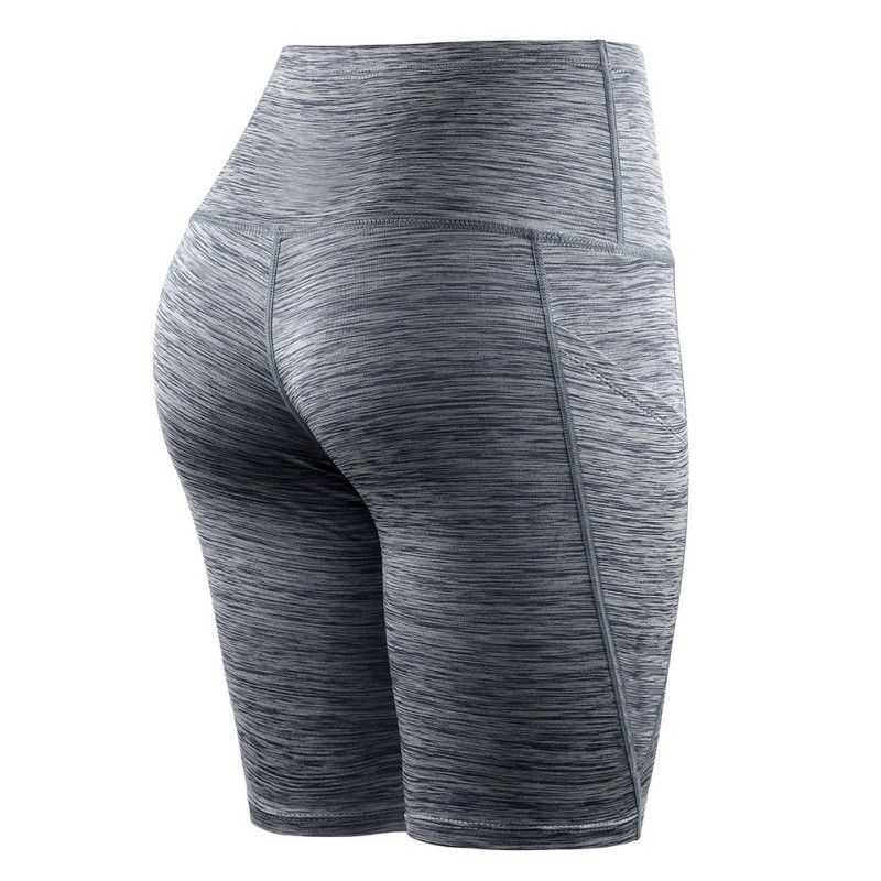 

Women Middle Waistline Slant Pocket Running Training Sports Quick-drying Tight-fitting Stretch Fitness Short Pants, Red