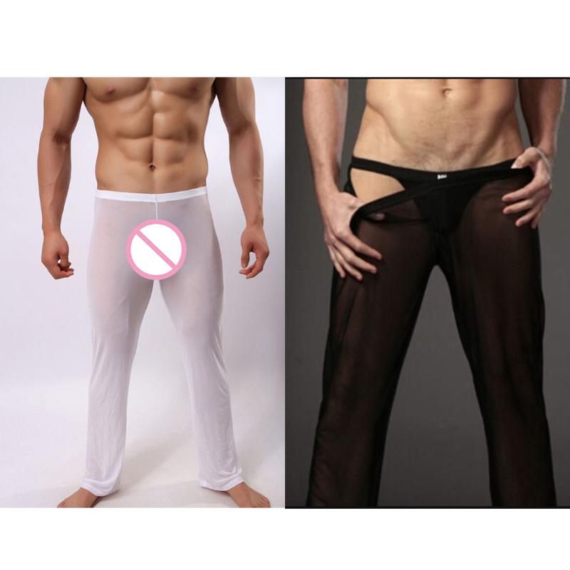 

NEW 2020 Men's Sexy Lingerie Long Johns Pants Thermal Mesh Sheer See-through Underwear