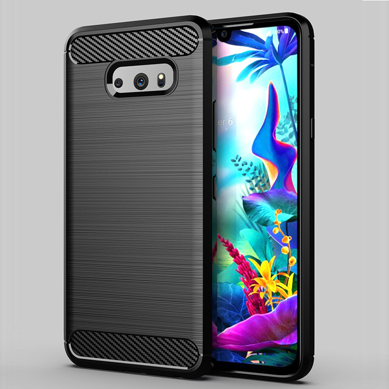 

Carbon Fiber Texture Shockproof Cover Protective Slim Fit Soft TPU Silicone Case for LG V50S G8X V60 Thinq K40 K12 PLUS X4 2019 stylo 5 6, Black