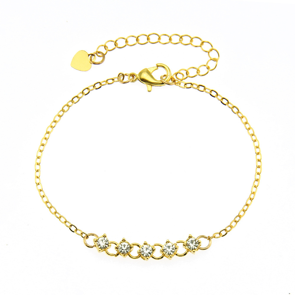 

Ornaments Lovely Sweet Women's Five Even Rhinestone Bracelet Concise Accessories